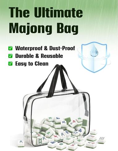 Transparent Mahjong Tile Bag with Zipper, PVC Clear Waterproof American Mahjong Bag for Storage & Travel, mah jongg Carrying Case with Handles, mahjongg Accessories and Gifts for Parties, (Case Only) in Kuwait