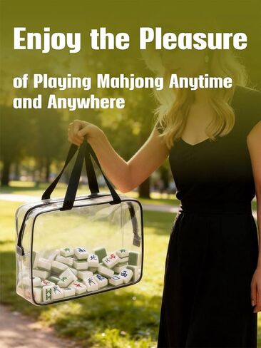 Transparent Mahjong Tile Bag with Zipper, PVC Clear Waterproof American Mahjong Bag for Storage & Travel, mah jongg Carrying Case with Handles, mahjongg Accessories and Gifts for Parties, (Case Only) in Kuwait