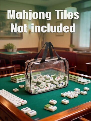 Transparent Mahjong Tile Bag with Zipper, PVC Clear Waterproof American Mahjong Bag for Storage & Travel, mah jongg Carrying Case with Handles, mahjongg Accessories and Gifts for Parties, (Case Only) in Kuwait