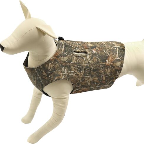 HUNTPAL Waterfowl Camo Dog Hunting Vest Harness Parka for Large Dogs, Neoprene Soft Padded Reflective Adjustable No Pull Pet Coat with Lift Handle and Leash Clip for Walking Hiking Training in Kuwait