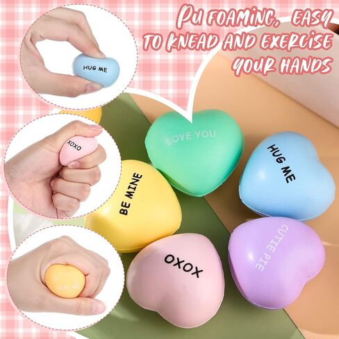 Sratte 30 Pcs Heart Stress Balls Bulk Valentines Day Stress Balls 1.61 Inch Relief Heart Shaped Squeeze Mini Foam Toys for Valentine Party Favors Gifts Holiday Carnival Reward Gift Fillers in Saudi Arabia