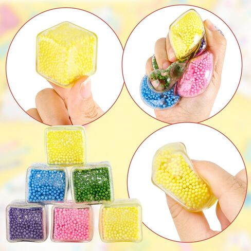 20 Pack Mini Stress Cube Filled with Foam Particles, Sensory Squishy Fidget Toys Square Squeeze Stress Balls for Kids Adults Anxiety Stress Relief, Classroom Prizes, Birthday Gifts Party Favors in Saudi Arabia