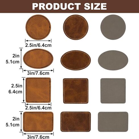 12pcs Leather Patches for Hats, Self-Adhesive Blank Repair Patch, 4 Shape Waterproof PU Leather Tape Sewing Tool for Jackets Backpacks Pants Jeans DIY Crafts- Brown & Coffee & Gray in Saudi Arabia