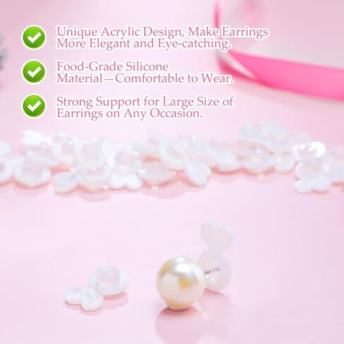32 Pcs Silicone Ear Lifter Clear Earring Backs for Droopy Ears, Love Shape Earring Lifters Backs for Heavy Earrings Support, Comfortable Rubber Earring Lifters Back Replacements for Big Studs in Saudi Arabia