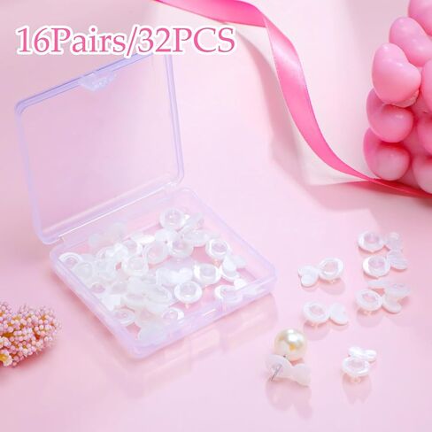 32 Pcs Silicone Ear Lifter Clear Earring Backs for Droopy Ears, Love Shape Earring Lifters Backs for Heavy Earrings Support, Comfortable Rubber Earring Lifters Back Replacements for Big Studs in Saudi Arabia