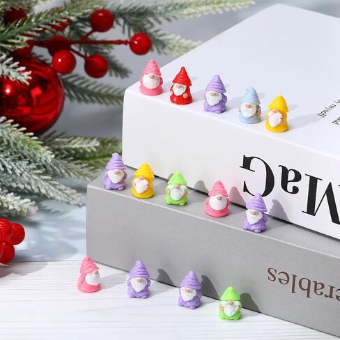 30 Pcs Mini Resin Gnomes 6 Colors Tiny Gnomes Miniature Figurines Mini Gnome Decor Miniature Gnome Figurines for Garden Outdoor Landscape Dollhouse Patio Yard Lawn Potted Plant Decor in Saudi Arabia