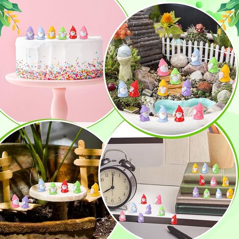 30 Pcs Mini Resin Gnomes 6 Colors Tiny Gnomes Miniature Figurines Mini Gnome Decor Miniature Gnome Figurines for Garden Outdoor Landscape Dollhouse Patio Yard Lawn Potted Plant Decor in Saudi Arabia