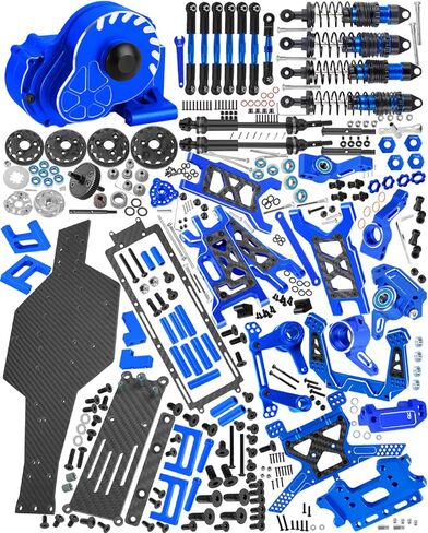 Upgrades Parts for 1/10 Slash 2WD LCG,Carbon Skid Plate&Aluminum RC Shocks&Drive Shaft CVD&A Arms&Steering Block&272R Gearbox&Adjustable Links&Shock Tower&Front Bulkhead,Red in Saudi Arabia