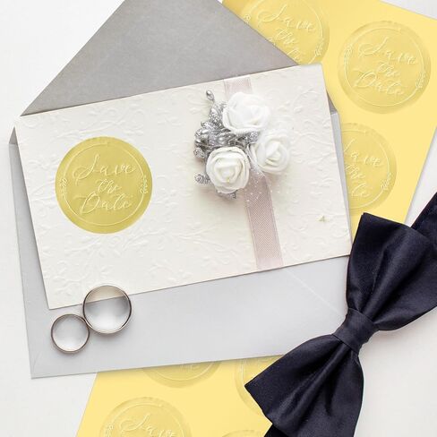 100 x Save The Date Envelope Seals, Embossed Gold Foil Labels Save The Date Stickers Elegant Wedding Invitation & Party Favor Labels Envelope Seals Stickers Metallic Foil Tags, 1.6 Inch in Kuwait