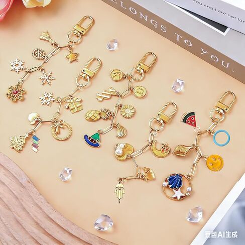 WEILPANFA 402Pcs Charms Lip Gloss Keychain Making Kit, Bag Charm Kits ，Key Chain Hooks, Charms, Chains, Jump Rings, Lobster Clasps, Plier, Tools&Gift Bags, DIY Craft Supplies, Valentines Gifts in Saudi Arabia