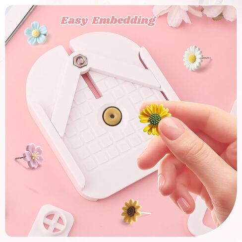 Giyochie Polymer Clay Earring Making Tools Kit, Polymer-Clay Earring Drill Guide with Stud Post Embedding Tool for Clay Jewelry(Color:Pink+White) in Kuwait