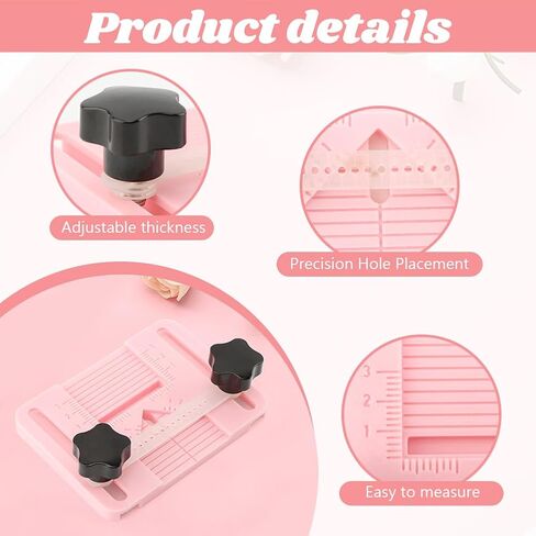Giyochie Polymer Clay Earring Making Tools Kit, Polymer-Clay Earring Drill Guide with Stud Post Embedding Tool for Clay Jewelry(Color:Pink+White) in Kuwait