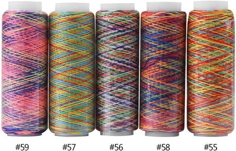Sewing Thread Set, 5pcs Multicolor Gradient Sewing Quilting Embroidery Thread Spools Garment Accessory for DIY Hand Sewing Machine Sewing Supplies in Saudi Arabia