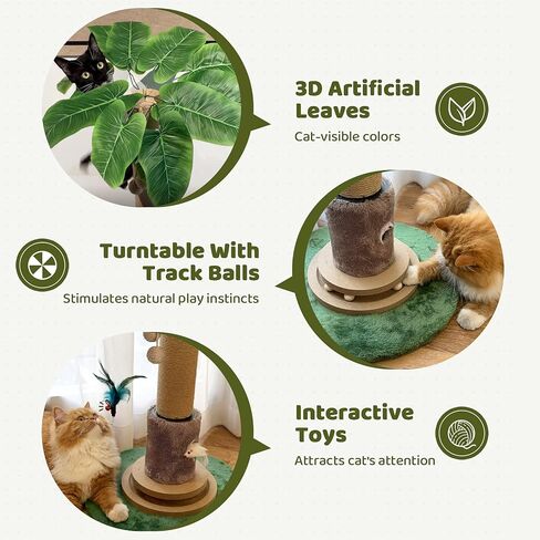 Cat Scratching Post, Famifit 39" Nature Sisal Cat Scratch Post for Indoor Cats, Large Cat Scratcher with Cat Toy Mouse Hole & Interactive Wooden Ball for Kittens Adults Cats in Saudi Arabia