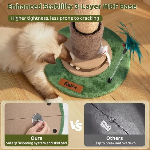 Cat Scratching Post, Famifit 39" Nature Sisal Cat Scratch Post for Indoor Cats, Large Cat Scratcher with Cat Toy Mouse Hole & Interactive Wooden Ball for Kittens Adults Cats in Saudi Arabia