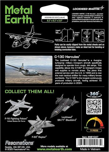 مجموعة نماذج معدنية ثلاثية الأبعاد من Fascinations Metal Earth C-130 Hercules مع ملاقط in Saudi Arabia