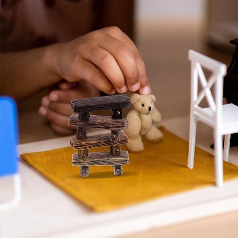 Veemoon مقعد صغير من الراتنج، 4 قطع مقعد حديقة مصغر من الراتنج للحديقة كراسي صغيرة حرفية للحديقة بونساي الحلي في الحديقة مقعد الشارع ملحقات تزيين بيت الدمى 2. 12x0. 71x0. 63 بوصة in Kuwait