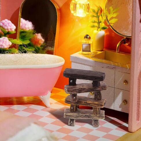 Veemoon مقعد صغير من الراتنج، 4 قطع مقعد حديقة مصغر من الراتنج للحديقة كراسي صغيرة حرفية للحديقة بونساي الحلي في الحديقة مقعد الشارع ملحقات تزيين بيت الدمى 2. 12x0. 71x0. 63 بوصة in Kuwait