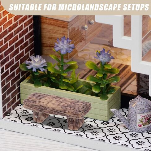 Veemoon مقعد صغير من الراتنج، 4 قطع مقعد حديقة مصغر من الراتنج للحديقة كراسي صغيرة حرفية للحديقة بونساي الحلي في الحديقة مقعد الشارع ملحقات تزيين بيت الدمى 2. 12x0. 71x0. 63 بوصة in Kuwait