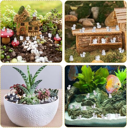 100 قطعة من البط الراتنج الصغير، تماثيل بطة صغيرة، أشكال حيوانات صغيرة من الراتنج DIY، ملحقات تزيين الكيك الصغيرة للحديقة والمناظر الطبيعية، هدايا بيت الدمى (فضي) in Kuwait