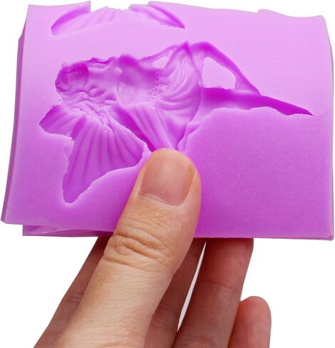 مجموعة قوالب السيليكون الجنية من إنفوفوكس، قوالب أرجوانية من الدرجة الغذائية لتزيين الكيك، عبوتان من قوالب الديكور الكبيرة بتصميمات الورد والجناح، 4.92 × 3.74 بوصة in Saudi Arabia