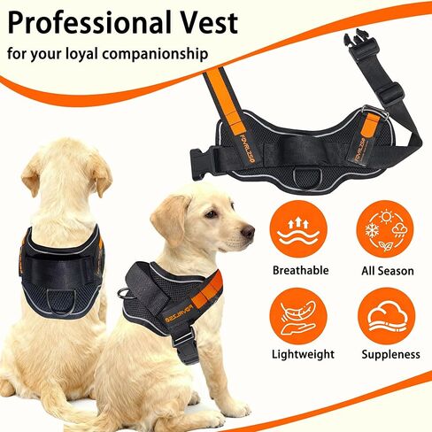 S Size No Pull Dog Harness - Escape Proof, Reflective, Heavy Duty Pet Vest with Safety Handle & Custom Name Tag, Adjustable for Small Medium Large Dogs, Ideal for Walking & Training in Saudi Arabia