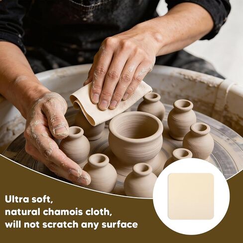 20 قطعة من قماش الشامواه المقطوع مسبقًا، أدوات الفخار المصنوعة من جلد الشامواه، أدوات تشذيب السيراميك والحرف اليدوية، جلد ناعم لتنعيم حافة الوعاء، قماش تنظيف متعدد الأغراض in Kuwait