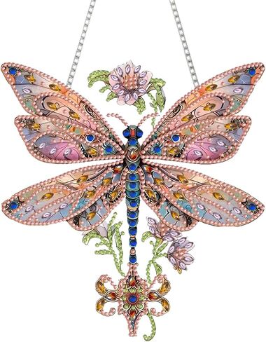 Dragonfly Diamond Art Hanging Kit for Adult Dragonflies, DIY Acrylic Dragon Fly Diamonds Painting Double Sided Pendant Dragonfly Ornaments for Christmas Tree Decoration, Birthday Gift for Mom in Saudi Arabia