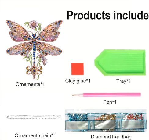 Dragonfly Diamond Art Hanging Kit for Adult Dragonflies, DIY Acrylic Dragon Fly Diamonds Painting Double Sided Pendant Dragonfly Ornaments for Christmas Tree Decoration, Birthday Gift for Mom in Saudi Arabia