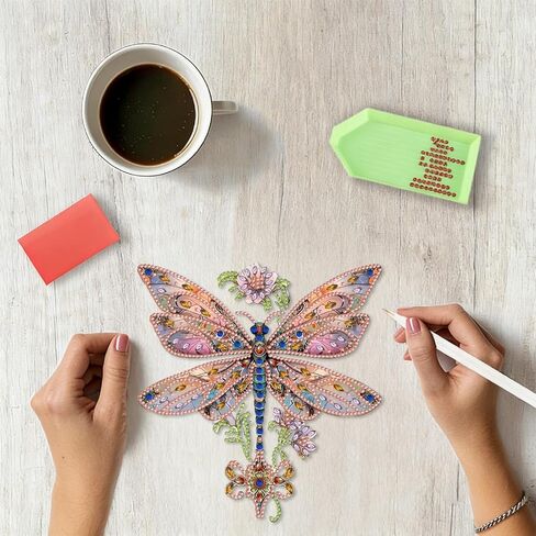 Dragonfly Diamond Art Hanging Kit for Adult Dragonflies, DIY Acrylic Dragon Fly Diamonds Painting Double Sided Pendant Dragonfly Ornaments for Christmas Tree Decoration, Birthday Gift for Mom in Saudi Arabia