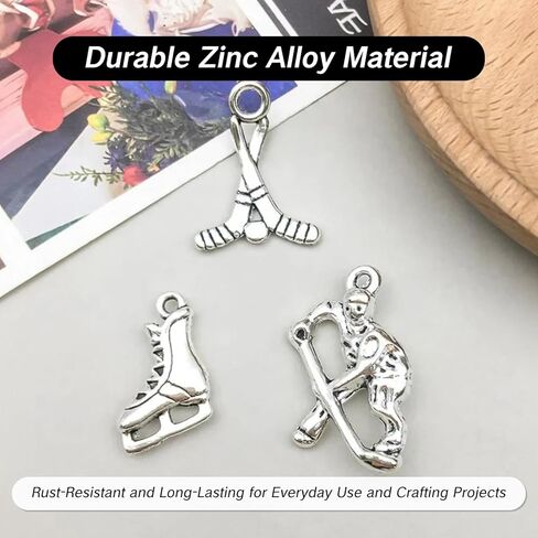 NIIIYTYB 30PCS Sports Charms for Jewelry Making Bulk Silver Beads and Charms for Women Ice Skate Ball Game Styles for DIY Necklaces Bracelets Pendants Crafting Supplies in Travel and Sports Themes in Saudi Arabia
