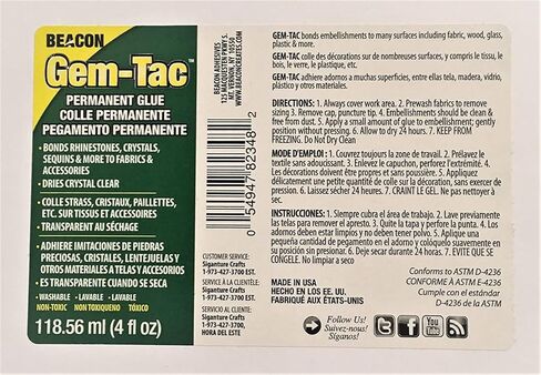 BEACON Gem-Tac Premium Quality Adhesive for Securely Bonding Rhinestones and Gems - Water-Based, UVA Resistant, 4-Ounce, 3-Pack in Saudi Arabia