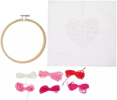 Valentine's Day Flowers Embroidery Kit with Hoop and Floss - Makes One 6 Inch Piece in Saudi Arabia