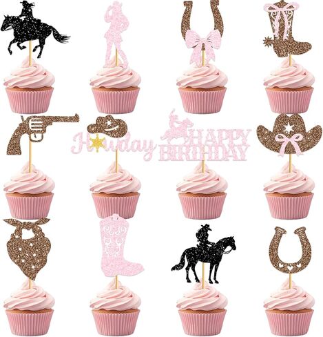 24Pcs Cowgirl Cupcake Toppers: Cowgirl Cake Decorations First Rodeo Birthday Decorations Girl Western Cupcake Toppers in Saudi Arabia