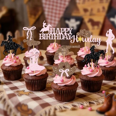 24Pcs Cowgirl Cupcake Toppers: Cowgirl Cake Decorations First Rodeo Birthday Decorations Girl Western Cupcake Toppers in Saudi Arabia