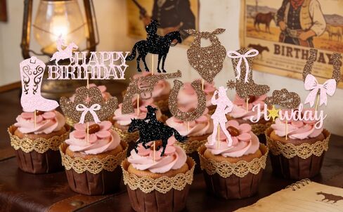 24Pcs Cowgirl Cupcake Toppers: Cowgirl Cake Decorations First Rodeo Birthday Decorations Girl Western Cupcake Toppers in Saudi Arabia