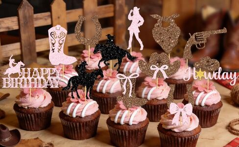 24Pcs Cowgirl Cupcake Toppers: Cowgirl Cake Decorations First Rodeo Birthday Decorations Girl Western Cupcake Toppers in Saudi Arabia