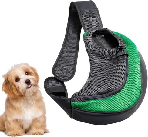 Kisangel Pet Carrying Shoulder Bag for Small Dogs and Cats Lightweight Polyester Cross-Body Carrier with Wide Comfortable Strap Fashionable Green Single Shoulder Pet Sling S in Saudi Arabia