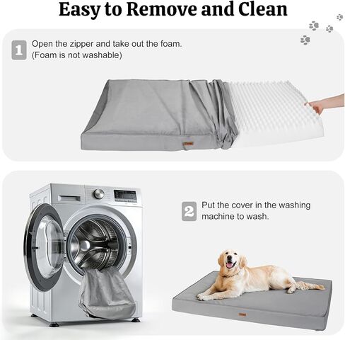 سرير للكلاب لتقويم العظام، مقاس 44 بوصة × 32 بوصة، سرير للكلاب كبير الحجم، بساط مقاوم للماء للحيوانات الأليفة، وسادة مرتبة كبيرة للحيوانات الأليفة مع غطاء قطيفة ناعم قابل للإزالة والغسل، رغوة قفص البيض، قاعدة مضادة للانزلاق، رمادي in Kuwait