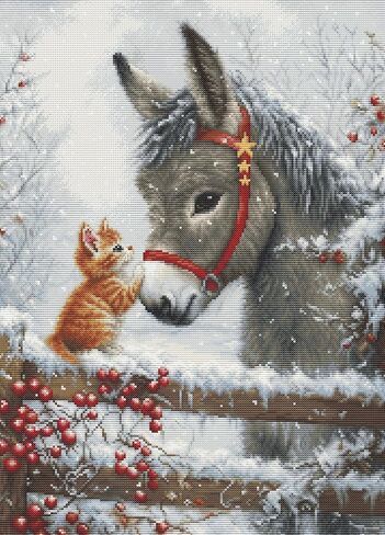 Luca-S Cross Stitch Kit Gold- Warm Hug, BU5075, Counted Cross Stitch Kit for Adults, Needlecraft and Embroidery Kit in Saudi Arabia