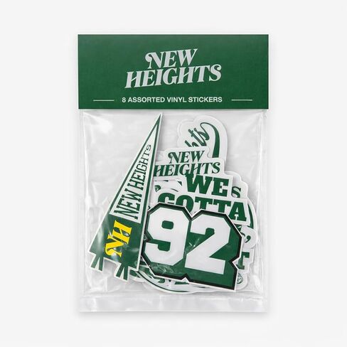 مجموعة ملصقات New Heights with Jason & Travis Kelce، مجموعة ملصقات من الفينيل مكونة من 8 قطع، شعارات واقتباسات بودكاست، شارات مقاومة للماء in Kuwait