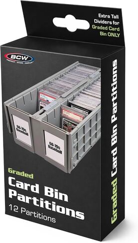 BCW Tall Graded Card Bin Partitions - Gray | Extra Tall Dividers Graded Card Bin Only | Supports and Organizes PSA, BGS, SGC, CSG Slabs | 12 Pack of Card Storage Dividers in Saudi Arabia