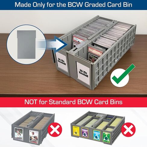 BCW Tall Graded Card Bin Partitions - Gray | Extra Tall Dividers Graded Card Bin Only | Supports and Organizes PSA, BGS, SGC, CSG Slabs | 12 Pack of Card Storage Dividers in Saudi Arabia