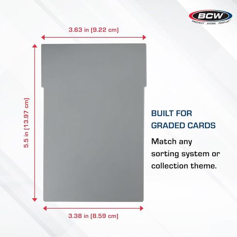 BCW Tall Graded Card Bin Partitions - Gray | Extra Tall Dividers Graded Card Bin Only | Supports and Organizes PSA, BGS, SGC, CSG Slabs | 12 Pack of Card Storage Dividers in Saudi Arabia