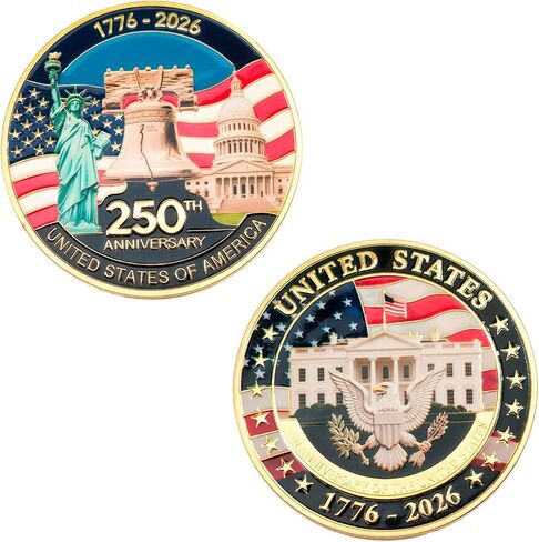 عملة تحدي الذكرى السنوية الـ 250 للولايات المتحدة الأمريكية، الجيش الأمريكي 1776-2026، عملة تذكارية مقاس 1.57 بوصة على الوجهين، عملة عسكرية عالية الإغاثة، عيد ميلاد 250 هدية للمحاربين القدامى في يوم الاستقلال الوطني (أ) in Kuwait