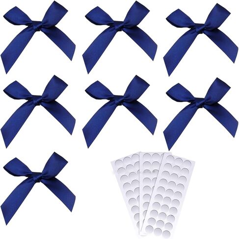 50 PCS Twist Tie Bows with 70 PCS Double-Sided Stickers, 2.8" Satin Ribbon Bows for Gifts Wrapping Treat Bags Candy Card Crafts Christmas Tree Decorations (Red) in Saudi Arabia