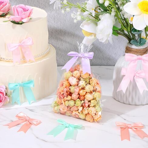 أقواس شريط الساتان الباستيل مع ربطة عنق ملتوية 50 قطعة 2.5 بوصة أقواس صغيرة مربوطة مسبقًا مع خيوط ربطة عنق ملونة لتغليف الهدايا وحفلات الزفاف وحفلات استقبال المولود الجديد وحفلات أعياد الميلاد in Saudi Arabia