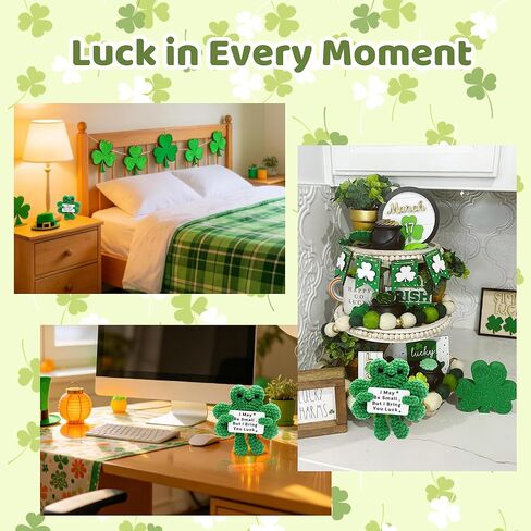 Positive Shamrock Crochet St. Patrick's Day Gifts for Him Her Boyfriend Girlfriend, to My Love Birthday Handmade Hand Knitted Lucky Clover Decor with Inspirational Support Sign in Saudi Arabia