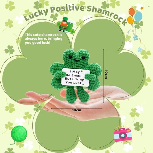 Positive Shamrock Crochet St. Patrick's Day Gifts for Him Her Boyfriend Girlfriend, to My Love Birthday Handmade Hand Knitted Lucky Clover Decor with Inspirational Support Sign in Saudi Arabia
