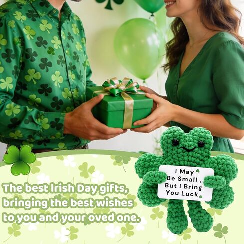 Positive Shamrock Crochet St. Patrick's Day Gifts for Him Her Boyfriend Girlfriend, to My Love Birthday Handmade Hand Knitted Lucky Clover Decor with Inspirational Support Sign in Saudi Arabia